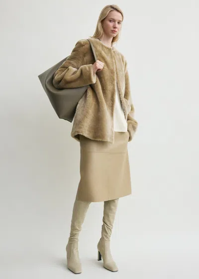 Totême Plush Shearling Jacket Rye In Brown