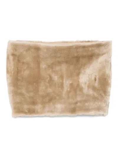 Totême Plush Shearling Muff Scarf In Brown