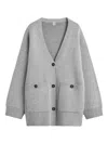 Totême Pocket V-neck Cardigan In Gray