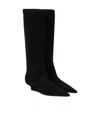 Totême Black Suede Knee-high Boots With Low Heel In Black