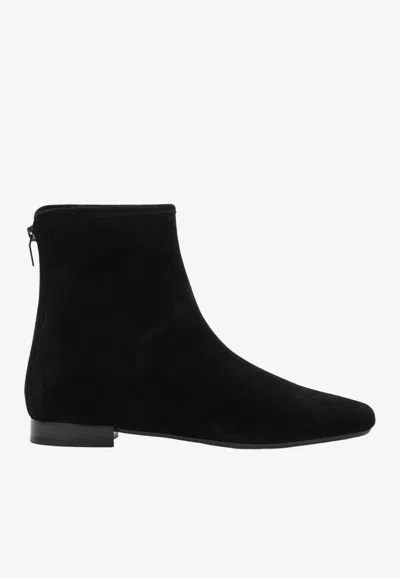 Totême Pointed Suede Ankle Boots In Black