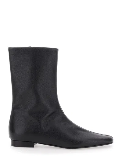 Totême Toteme Pointed-toe Leather Ankle Boot In Black