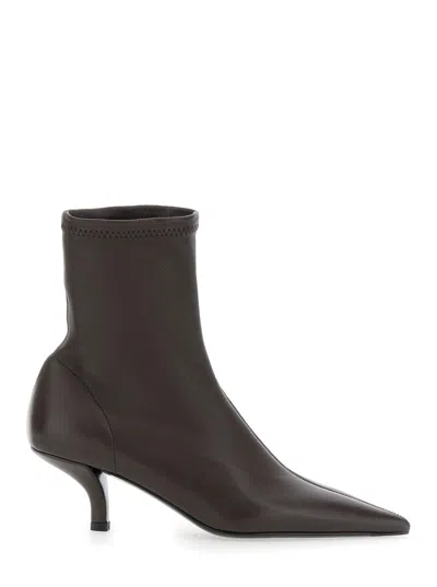 Totême Toteme Pointed-toe Leather Ankle Boot In Brown