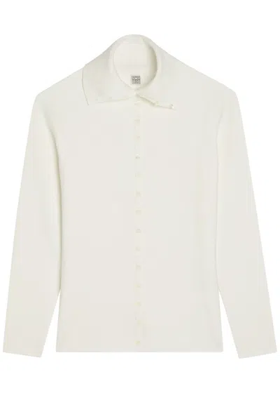 Totême Toteme Polo Fine-knit Cardigan In White