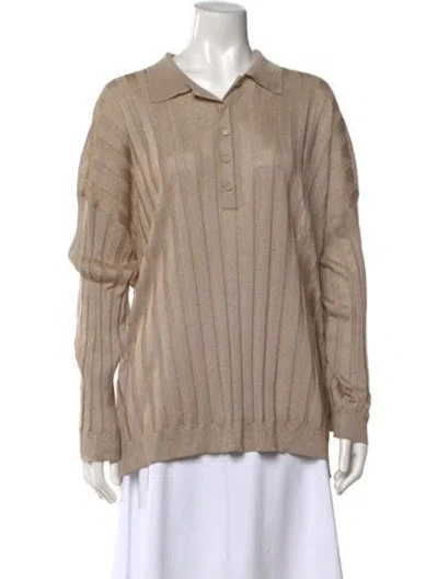 Pre-owned Totême Polo Shirt Knit Long Sleeve Polo In Brown
