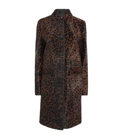 Totême Toteme Pony Hair Leopard Trench Coat In Brown