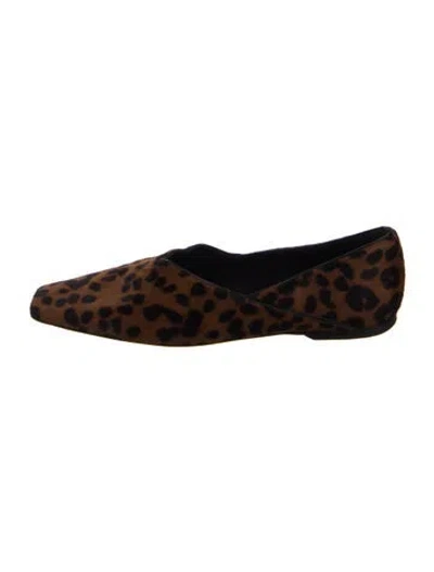 Pre-owned Totême Ponyhair Animal Print Flats In Brown