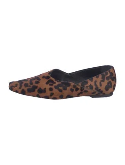 Pre-owned Totême Ponyhair Animal Print Flats In Brown