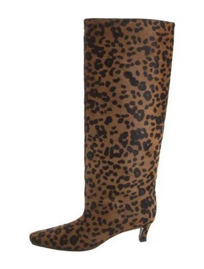 Pre-owned Totême Ponyhair Animal Print Riding Boots In Brown
