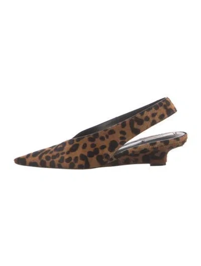 Pre-owned Totême Ponyhair Animal Print Slingback Flats In Brown