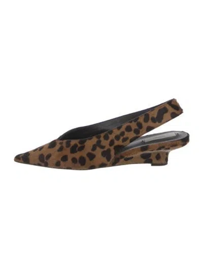 Pre-owned Totême Ponyhair Animal Print Slingback Pumps In Brown