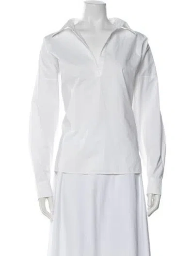 Pre-owned Totême Poplin Shirt V-neck Top In White