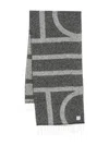 Totême Rectangular Wool Scarf Featuring Monogram Design In Multi