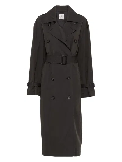 Totême Toteme Pre Cotton Blend Trench Coat In Black