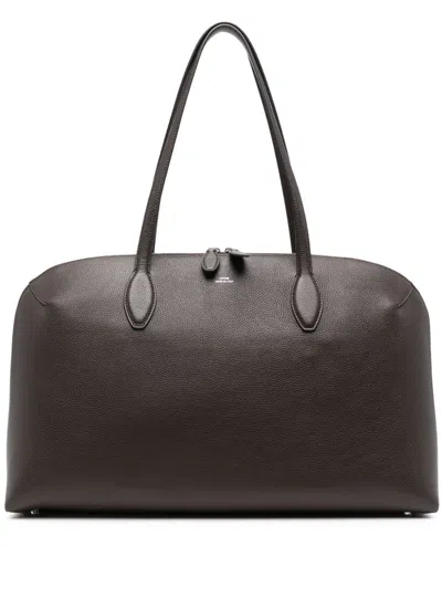 Totême Toteme Pre Day Leather Tote In Marrone
