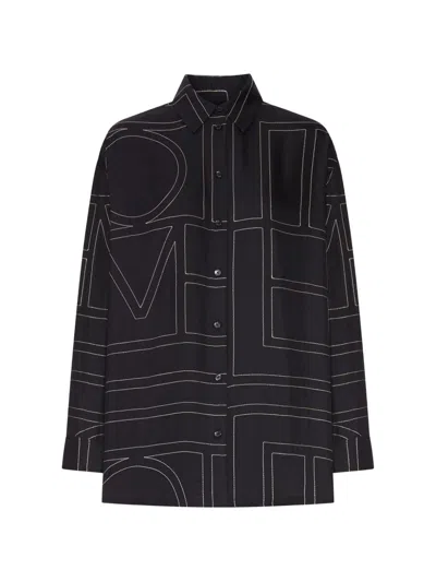 Totême Toteme Pre Embroidered Silk Shirt In Black