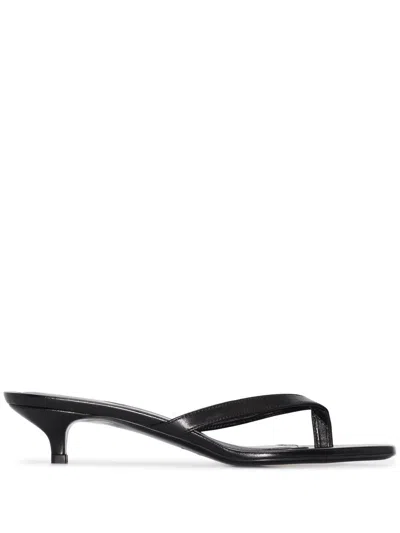 Totême Toteme Pre Leather Heel Thong Sandals In Black