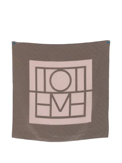 Totême Toteme Pre Monogram Silk Foulard In Orange