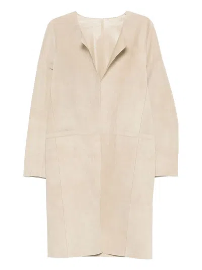 Totême Toteme Pre Suede Leather Coat In White