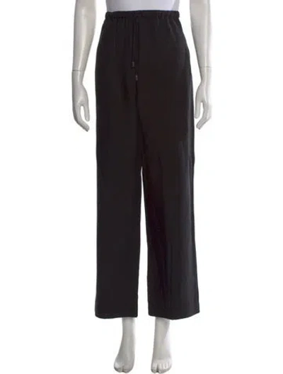 Pre-owned Totême Press Creased Drawstring Trousers Wide Leg Pants In Black