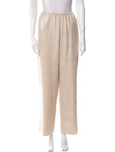 Pre-owned Totême Printed Embroidered Accent Pajamas In Neutral