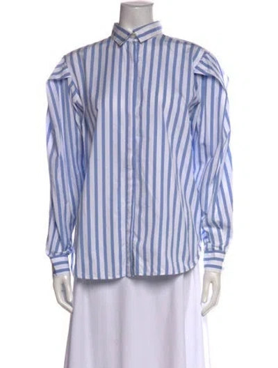 Pre-owned Totême Priola Striped Button-up Top In Blue
