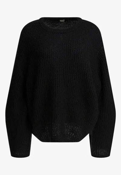 Totême Puffed Knitted Sweater In Black