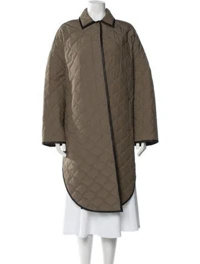 Pre-owned Totême Quilted Cocoon Coat Coat In Green