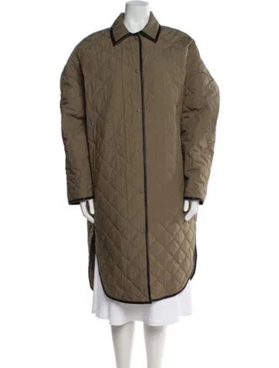 Pre-owned Totême Quilted Cocoon Coat Parka W/ Tags In Green