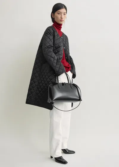 Totême Quilted Collarless Coat Black