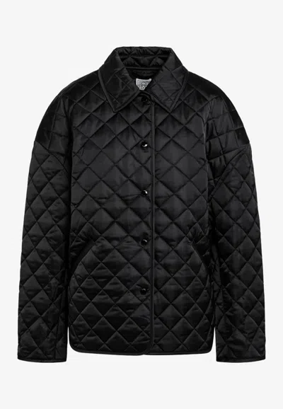 Totême Quilted Nylon Jacket With Spread Collar In Black