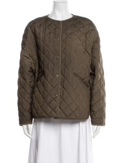 Pre-owned Totême Quilted Patterned Jacket In Green