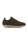 Totême Quilted Suede-trimmed Sneakers In Green