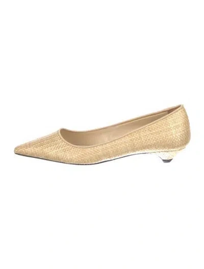 Pre-owned Totême Raffia Flats In Neutral