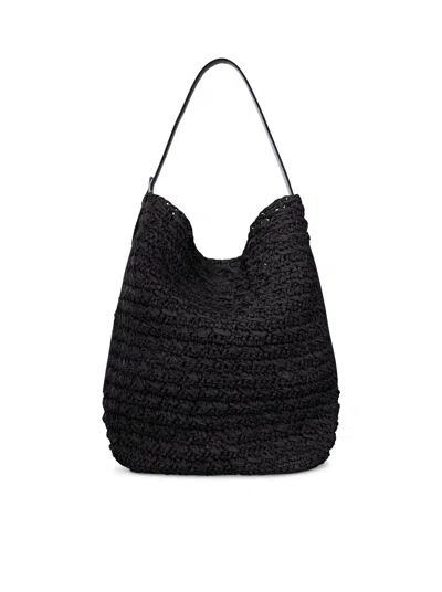 Totême Raffia Tote Bag With Belt In Black