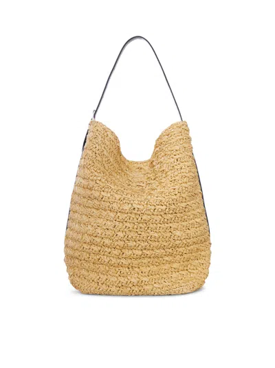 Totême Raffia Tote Bag With Belt In Nude