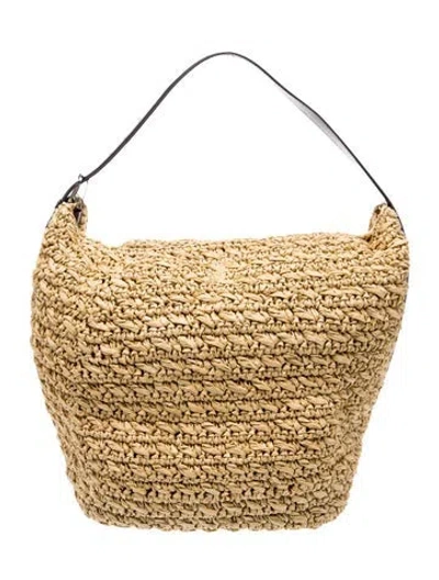 Pre-owned Totême Raffia Toteme Beige Belted Paper Raffia Tote Small In Neutrals