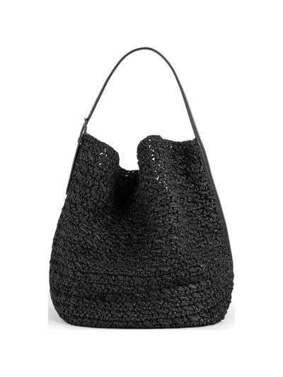 Totême Toteme Rafia Belted Tote Bag In Black