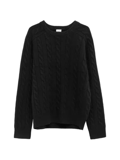 Totême Raglan Cable Crew Black Sweater