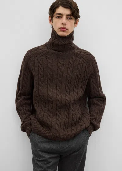 Totême Raglan Cable Turtleneck Brown Melange