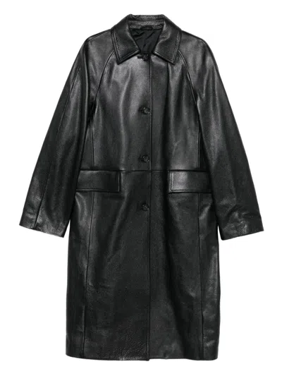 Totême Raglan-sleeves Leather Coat In Black