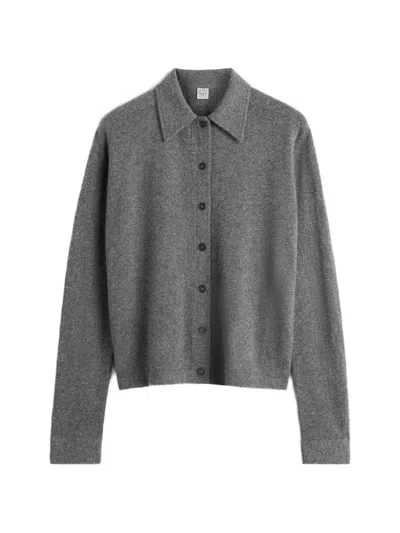 Totême Raglan-sleeve Cashmere Cardigan Dark Grey In Gray