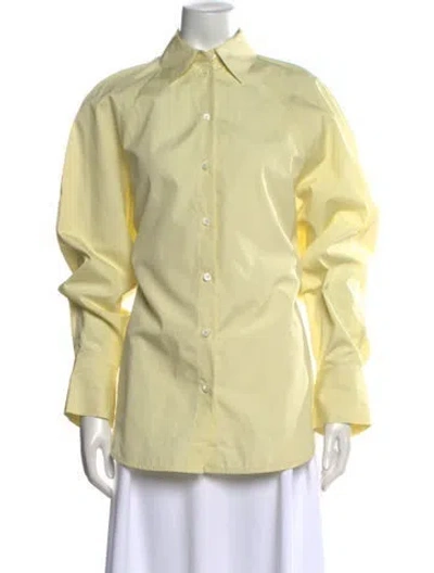 Pre-owned Totême Raw Raglan Shirt Long Sleeve Button-up Top W/ Tags In Yellow