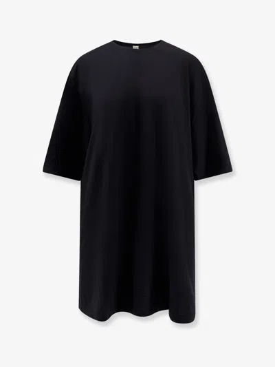 Totême Relaxed Tee Lyocell And Cotton Short Dress In Black