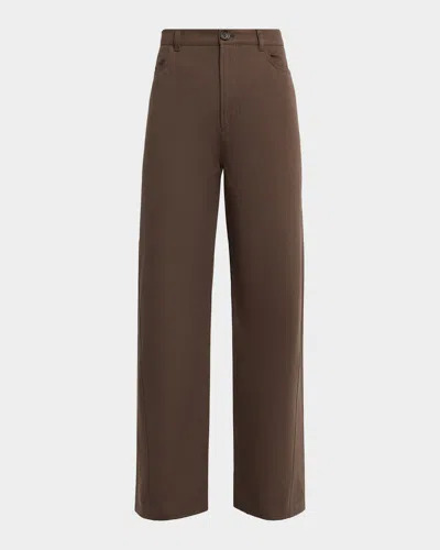 Totême Relaxed Twisted Cotton Trousers In Brown