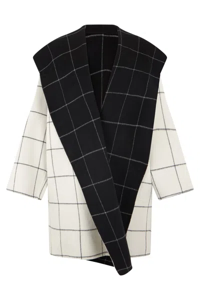 Totême Reversible Oversized Checked Wool Jacket With Wrap Collar In Multi
