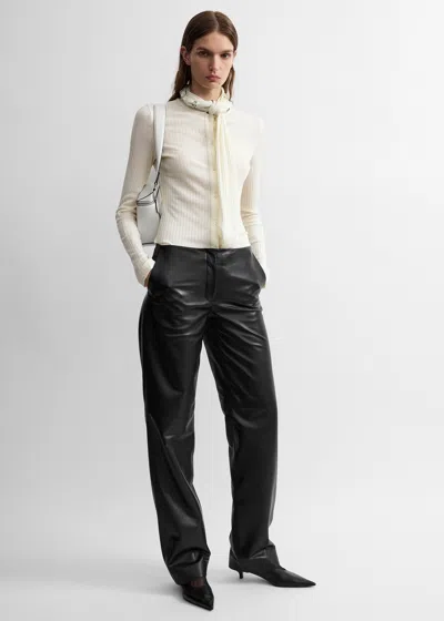 Totême Ribbed Bow Blouse Ecru