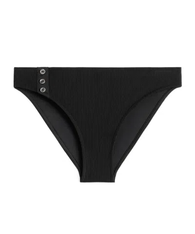 Totême Ribbed Button Bikini Bottom In Black