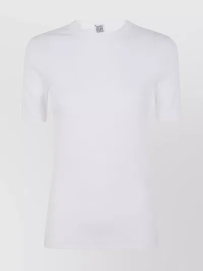 Totême Ribbed Crew Neck T-shirt With Short Sleeves In White
