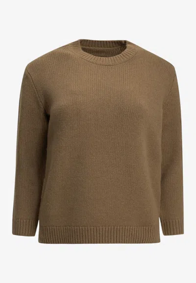 Totême Ribbed Crewneck Sweater In Brown